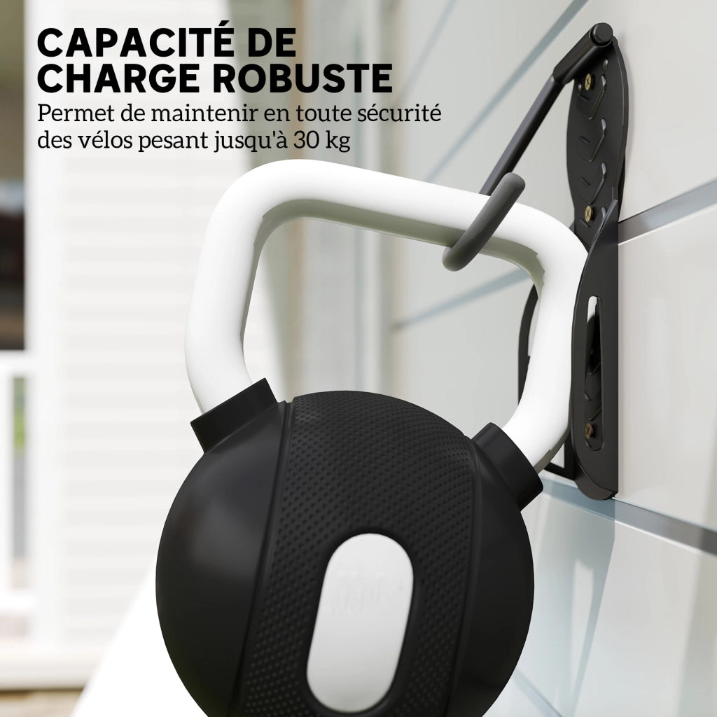 Supporto per bici da parete ¨C zephmum ¨C 4 pezzi, nero, 25.5x10.5x4 cm