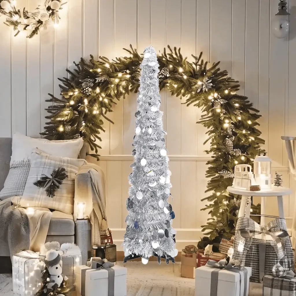 Albero di Natale Artificiale Apribile Argento 120 cm PET 320991