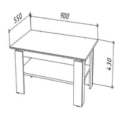 Tavolino, Tavolino da caff? Sola - Rovere Sonoma - Mensola aggiuntiva - Larghezza 90 cm, Altezza 43 cm, Profondit? 55 cm