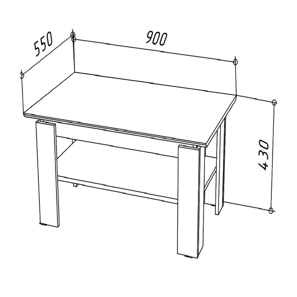 Tavolino, Tavolino da caff? Sola - Rovere Sonoma - Mensola aggiuntiva - Larghezza 90 cm, Altezza 43 cm, Profondit? 55 cm