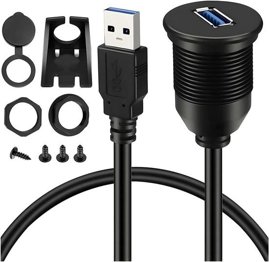 Cavo di allaccio USB 3.0 per auto, universale, per auto, camion, barca, motocicletta, pannello di controllo da installare, 1 m, impermeabile