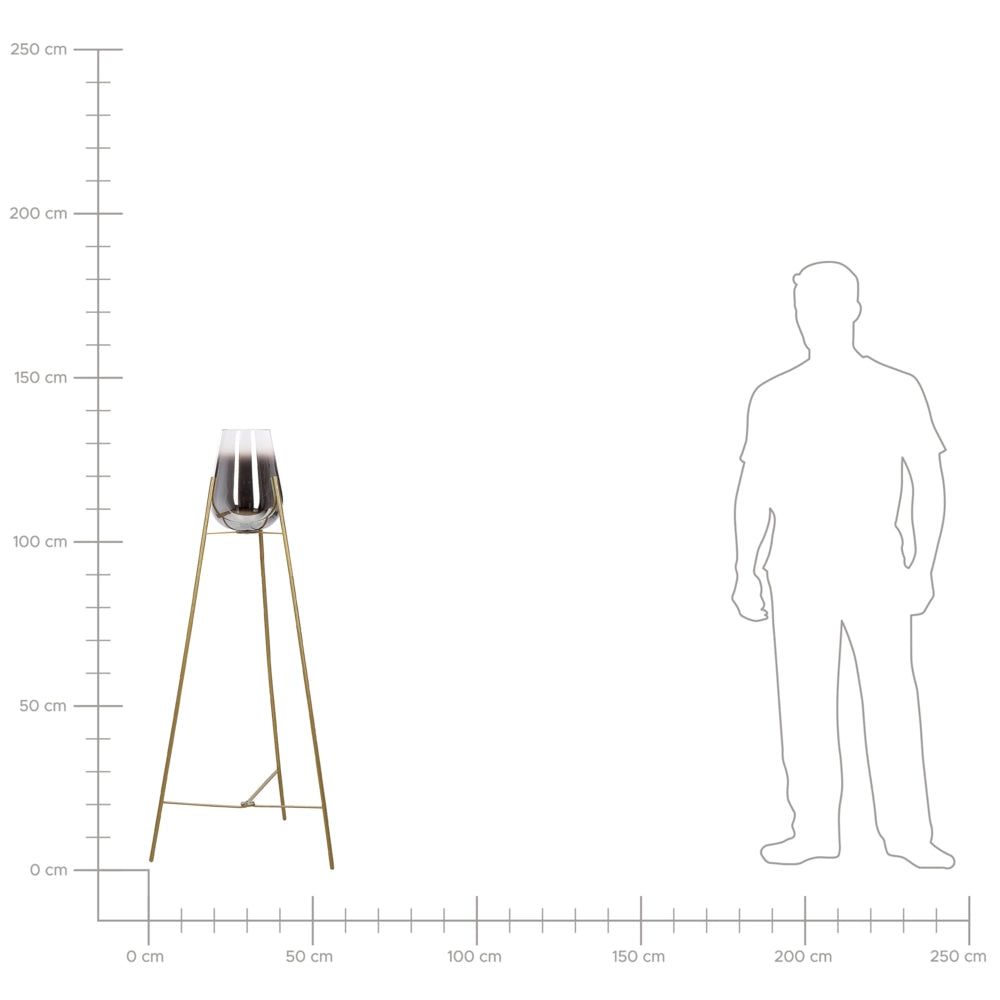 Lampada da terra in metallo con plafoniera vetro dorato 133 cm camera da letto soggiorno moderno contemporaneo