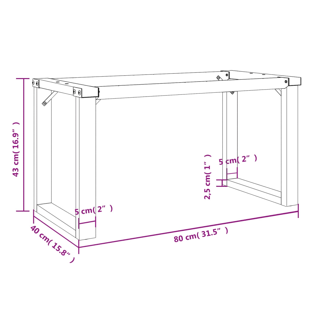 Telaio Gambe a O per Tavolino da Salotto-Gamba per Tavolo 80x40x43 cm in Acciaio