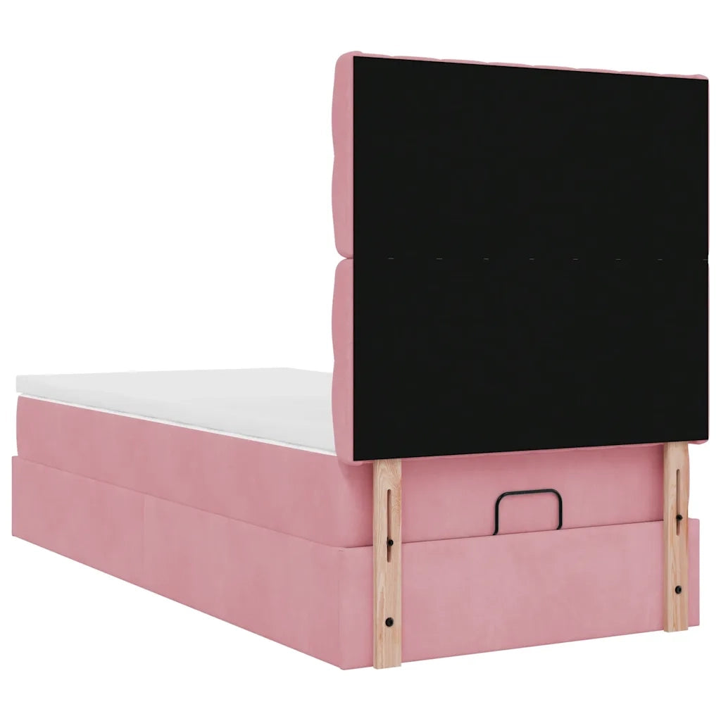 Struttura Letto Pouf con Materassi Rosa 80x200 cm Velluto 3314359