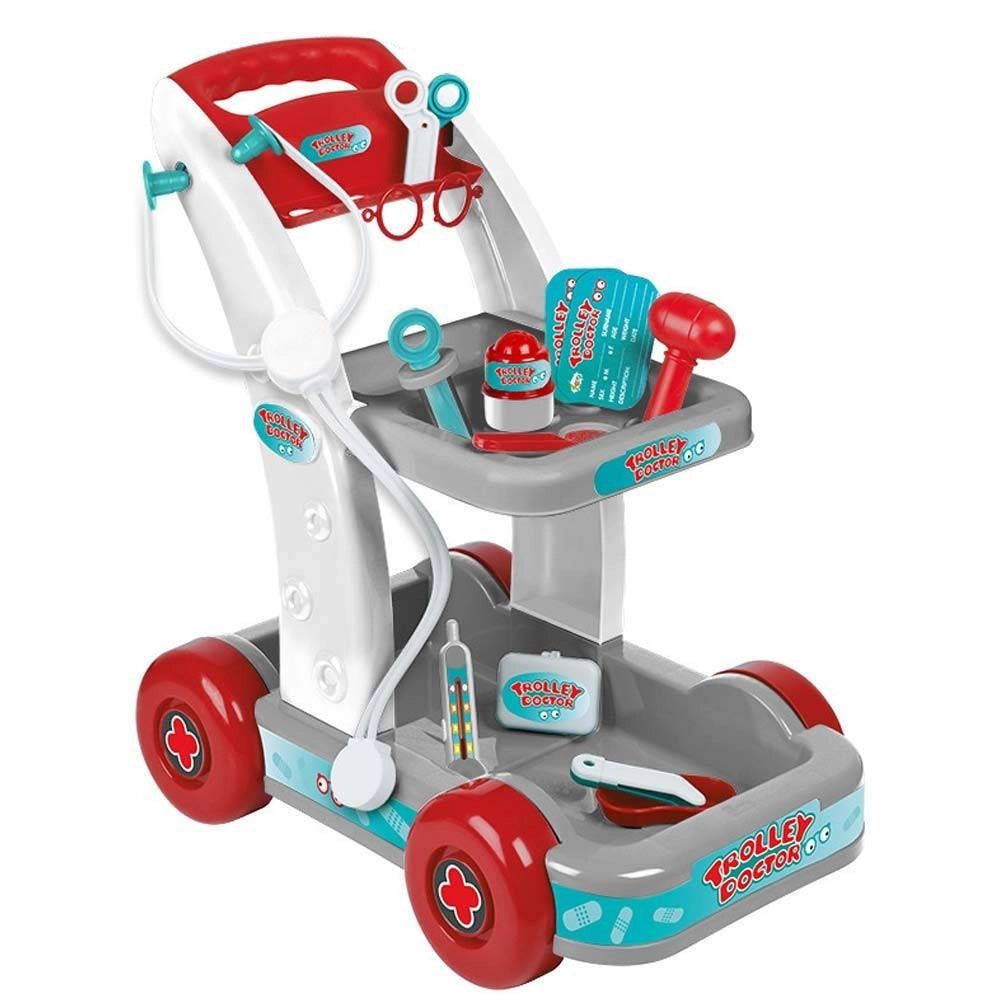 Trade Shop - Carrello Trolley Dottore Giocattolo Bambini Stetoscopio Accessori Gioco Medico -