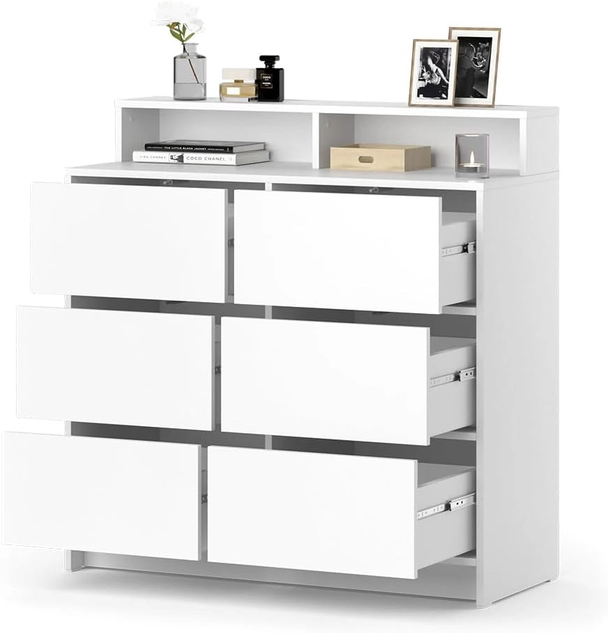 cassettiera per camera da letto Naara, Bianco, 40.3 x 100.6 cm, per riporre e abbinare ad altri mobili