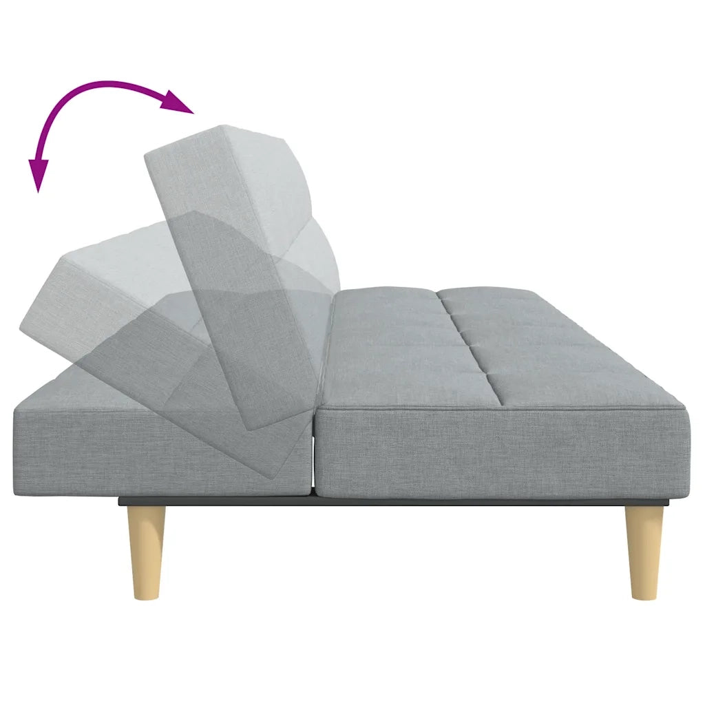 Divano Letto a 2 Posti con Poggiapiedi-Sofa Letto 2 Posti-Daybed Grigio Chiaro in Tessuto 662645