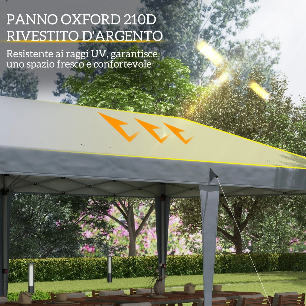 Gazebo da Giardino Pop-up 6x3 m Pieghevole Tendone per Feste con Sacca di Trasporto Grigio