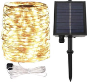 Luci da Terra 200FT 600 LEDs Acqua Resistenti Lampade da Giardino a Energia Solare - 8 Modelli Bianco Caldo