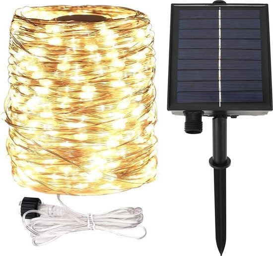 Luci da Terra 200FT 600 LEDs Acqua Resistenti Lampade da Giardino a Energia Solare - 8 Modelli Bianco Caldo