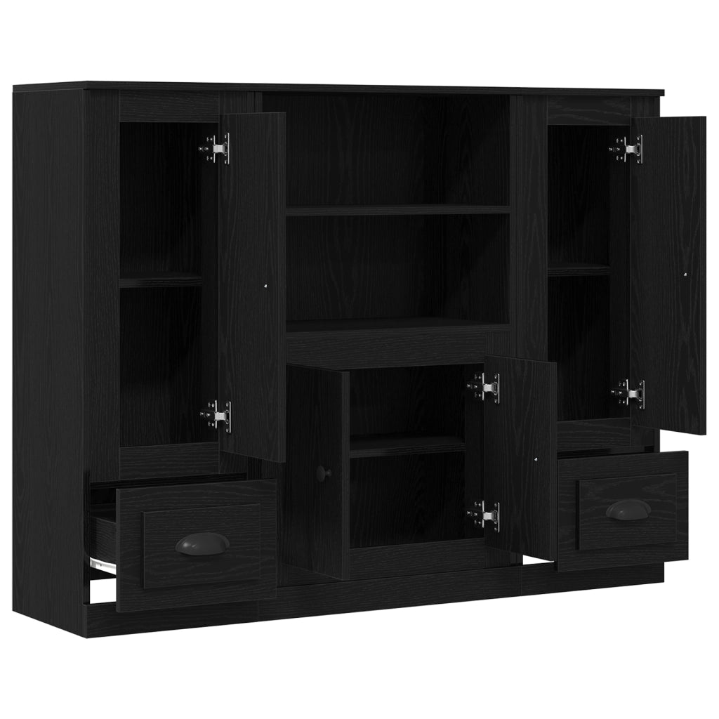 Highboard Nero Rovere 132x35,5x103,5 cm Legno Ingegnerizzato