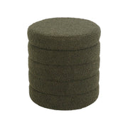 Pouf contenitore in bouclé, verde kaki