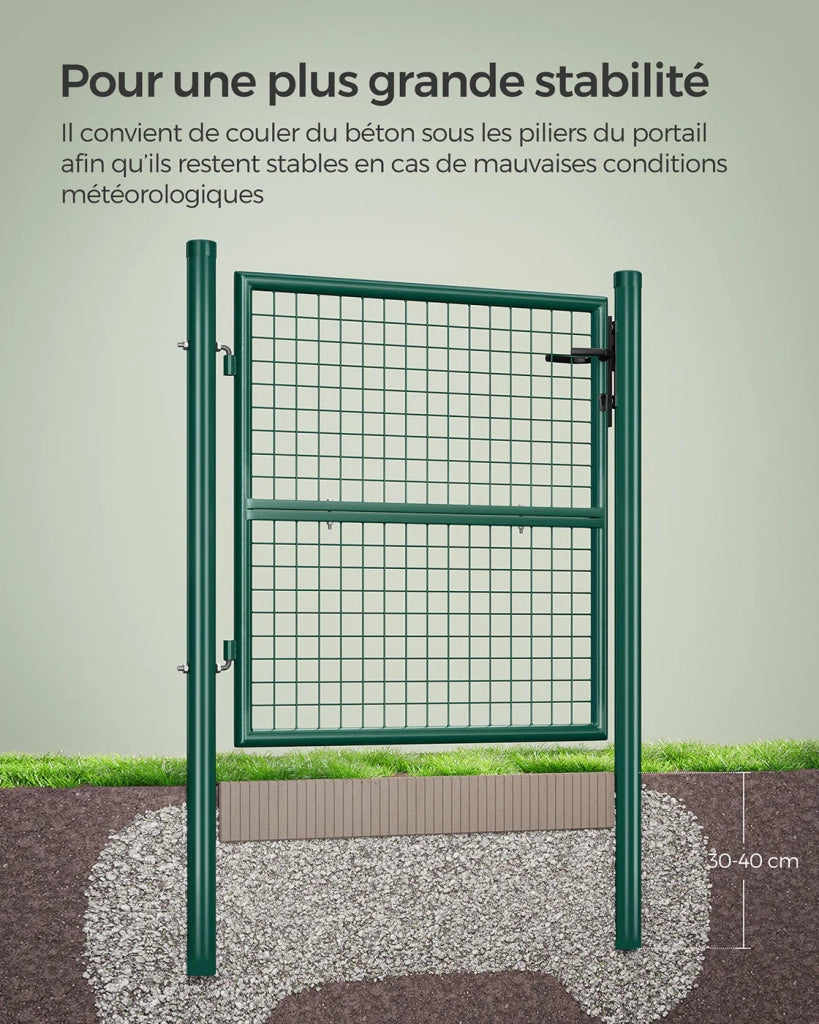 Cancello da giardino in rete di acciaio zincato con porta con serratura 87 x 90 cm Verde 12_0007148