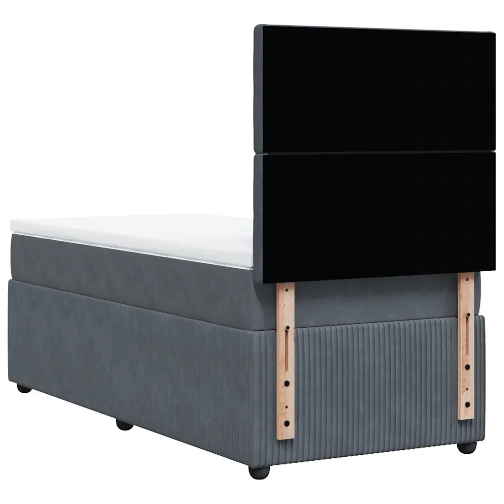 Giroletto a Molle con Materasso Grigio Scuro 90x190 cm Velluto