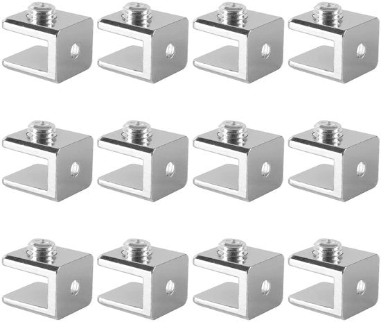 Set di Sostegni in Vetro da 12 - Lame Adattabili - Finestra Antiscivolo - Design Antislittamento - Solido e Duraturo - Per Vetro di 5-10 mm - Sostegni a Pavimento