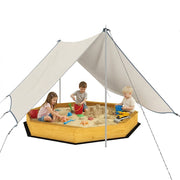 Sandbox in legno con tettoia e panche ¨C zephmum ¨C giallo, 4 posti