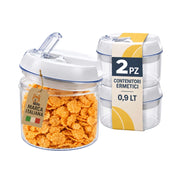 Akitaink Set 2 Contenitori Ermetici Rotondi 900 ml in Plastica