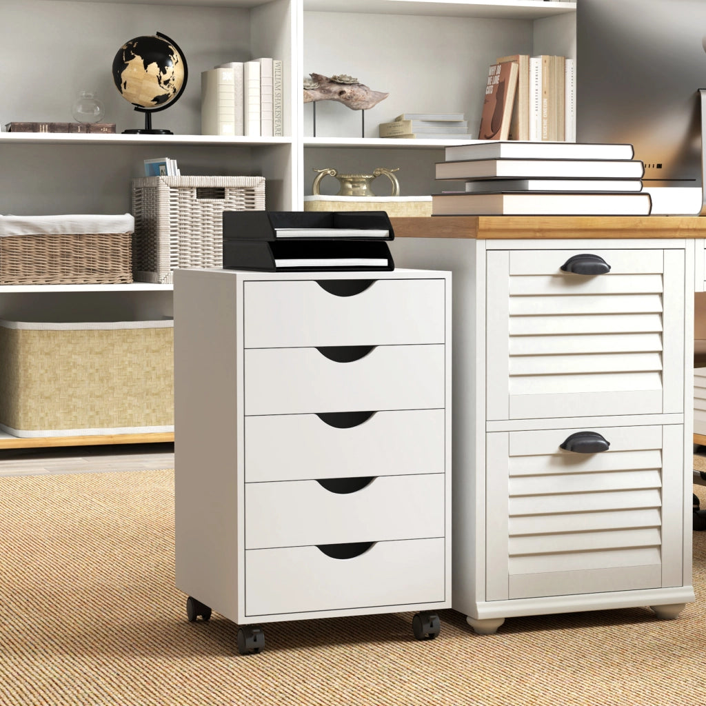 Scrivania con cassetti ¨C Zephmum ¨C Legno, Bianco, 40x40x67 cm