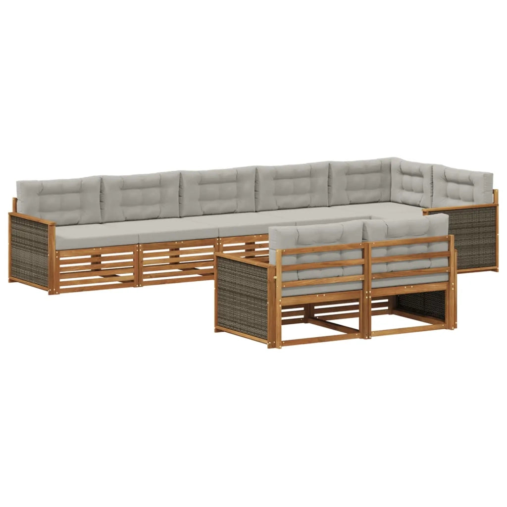 Set di divani da esterno 8 pz Naturale e Grigio Chiaro 3383499
