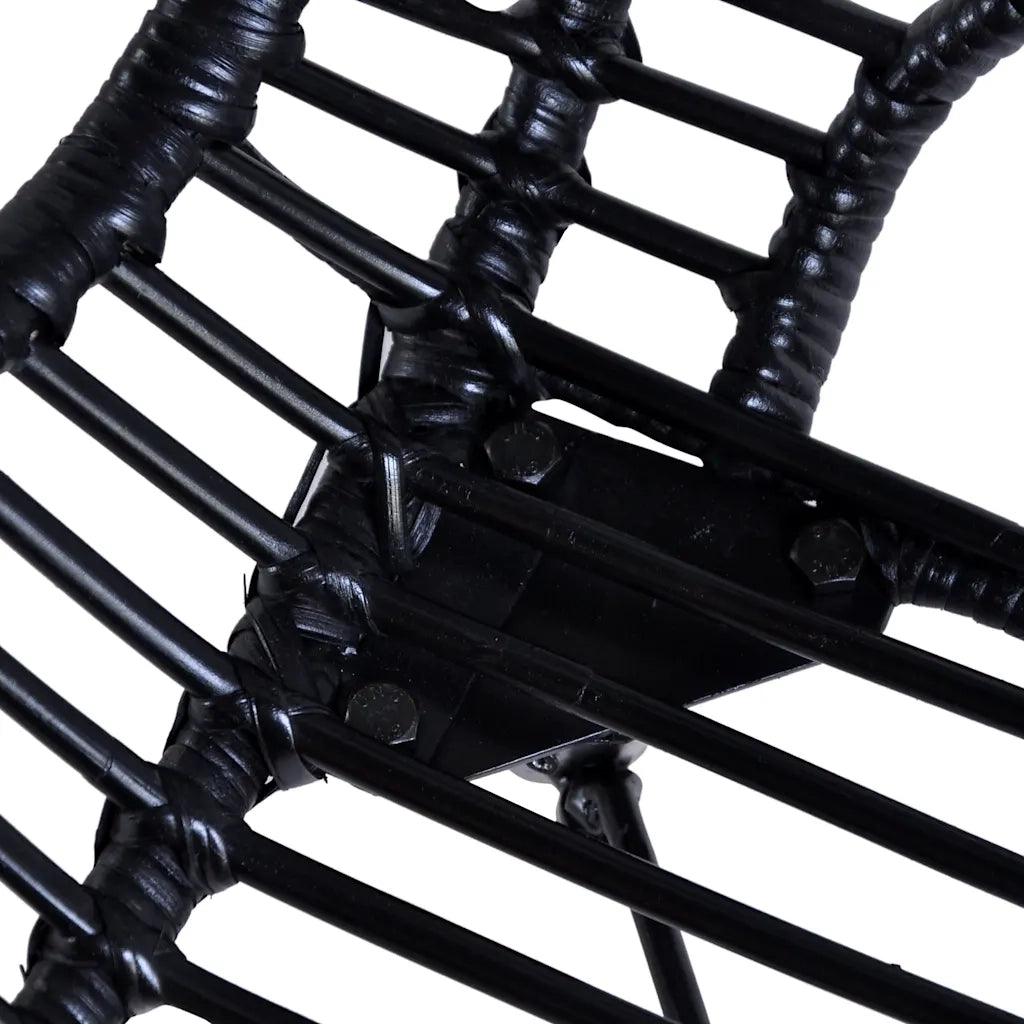 Sedie da Pranzo 4 pz Nere in Rattan Naturale 246808