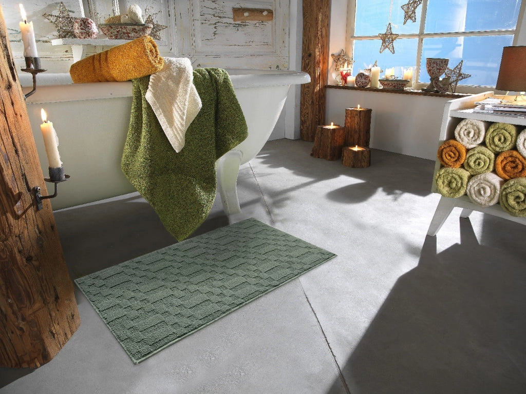 Tappeto Bagno 3D Morbido Assorbente Antiscivolo Lavabile Scendiletto Camera 45x75 Cm Verde