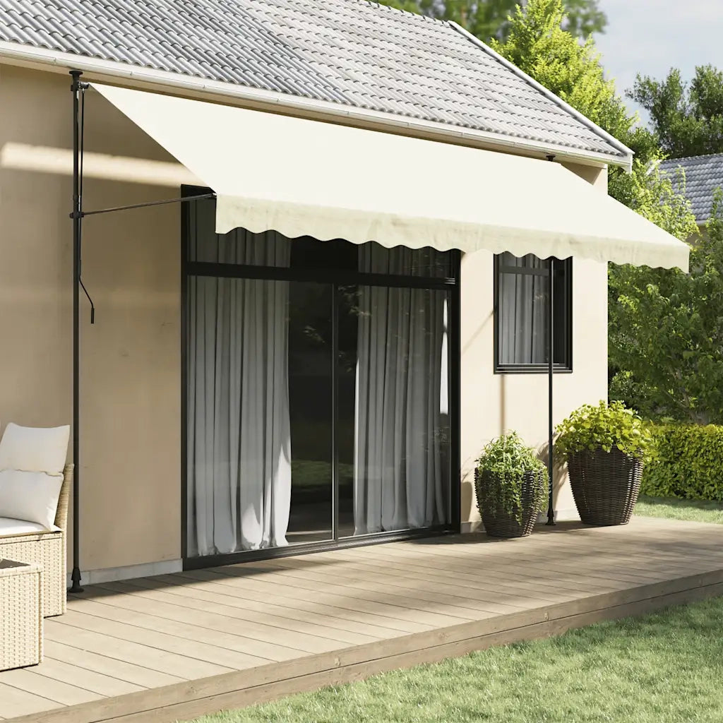 Tenda da Sole Retrattile Crema 400x150 cm in Tessuto e Acciaio 368749