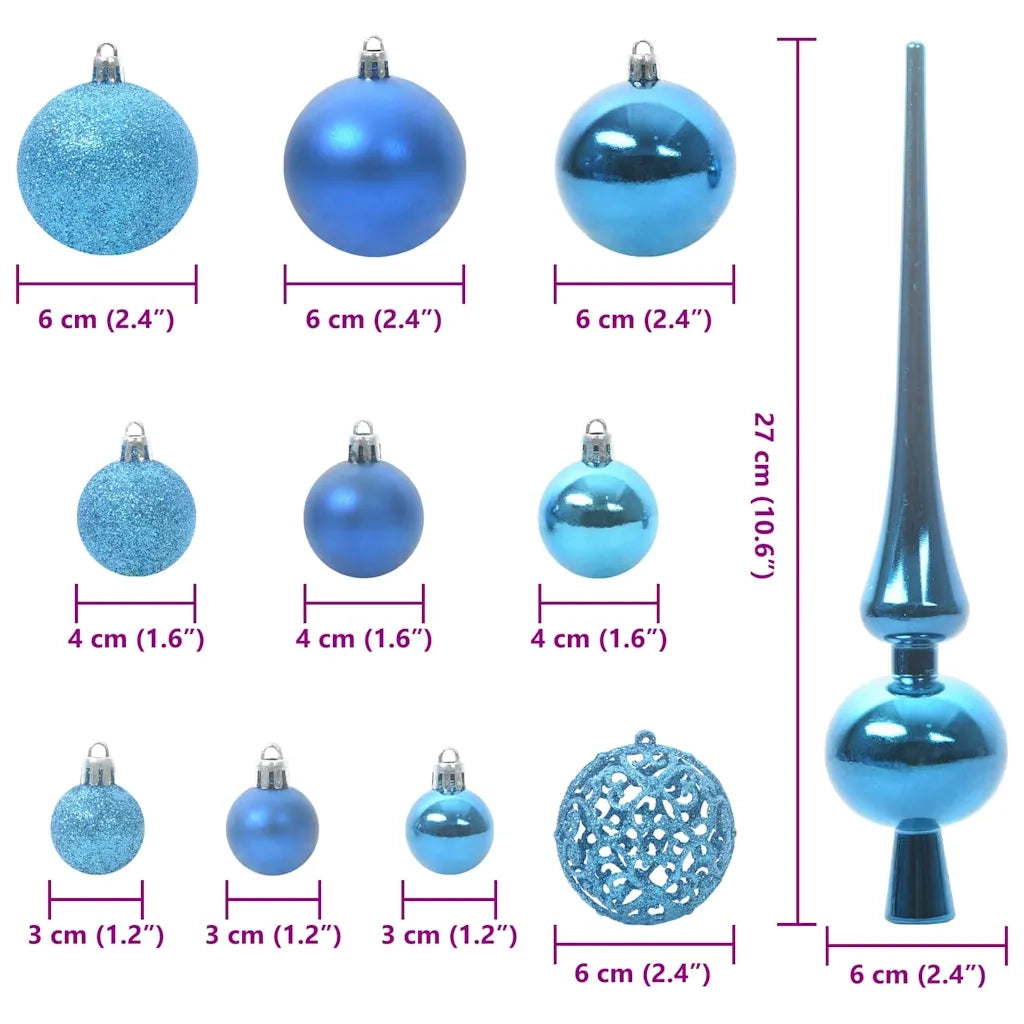 Set di Palle di Natale con 150 LED 61 pz Blu Plastica CFW1826929