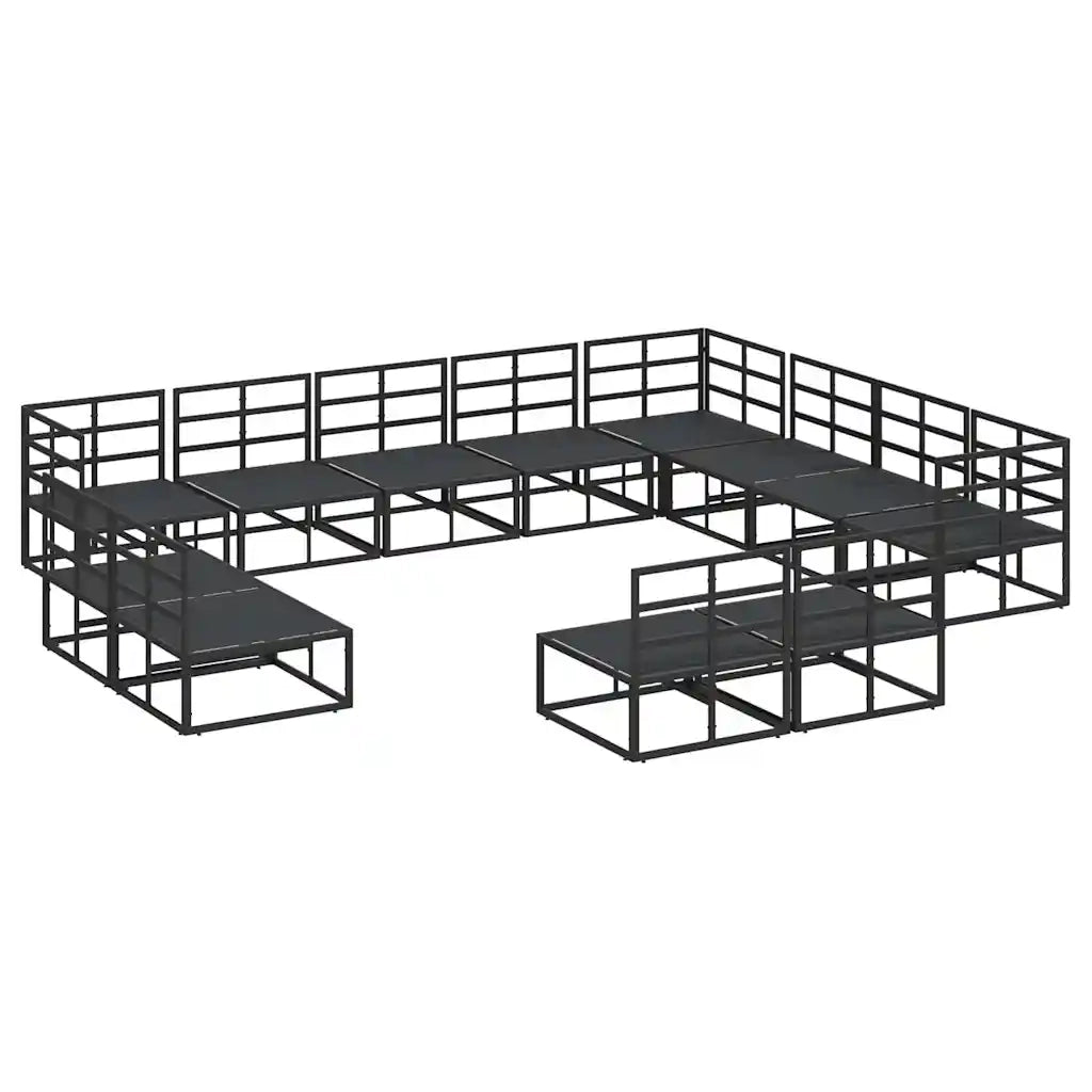 Set Divano da Giardino con cuscino 12 pcs Nero Alluminio 3378928