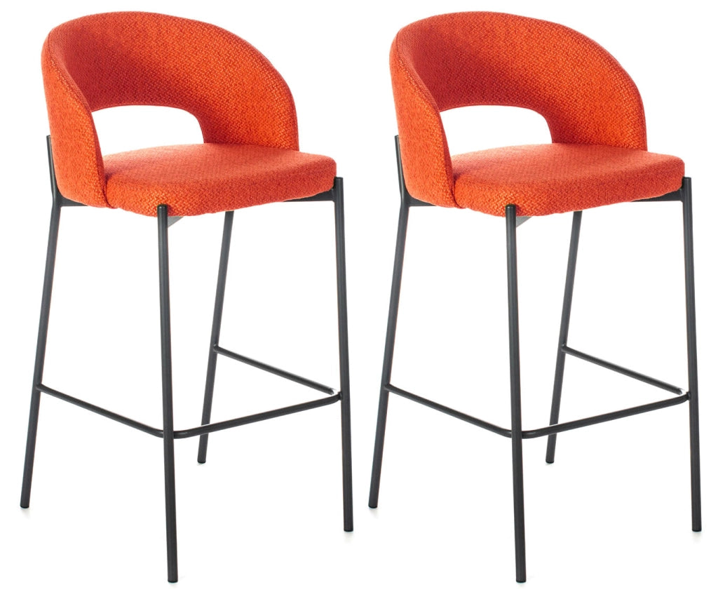 Set 2 Sgabelli 52x50x89 cm in Tessuto Greta Arancio