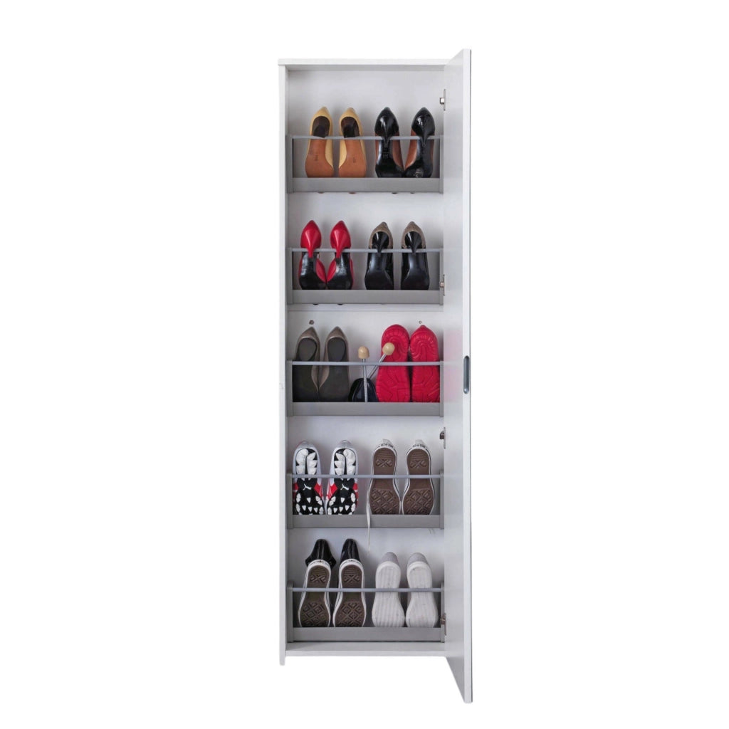 Mobile Portascarpe Amonature, Scarpiera 10 Paia Made in Italy, 50x18x178h cm Bianco