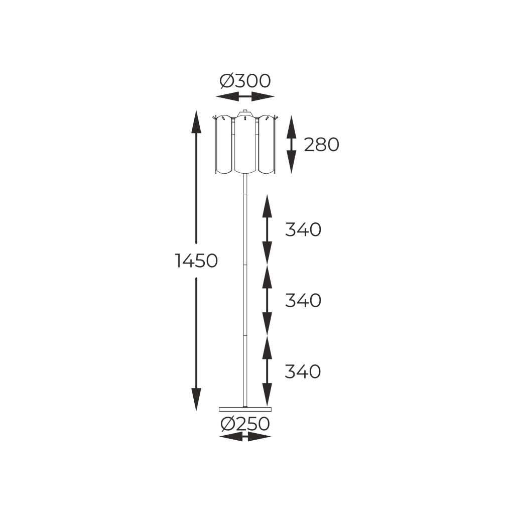 Lampada da terra NIRA Zuma Line oro vetro fumé 145cm