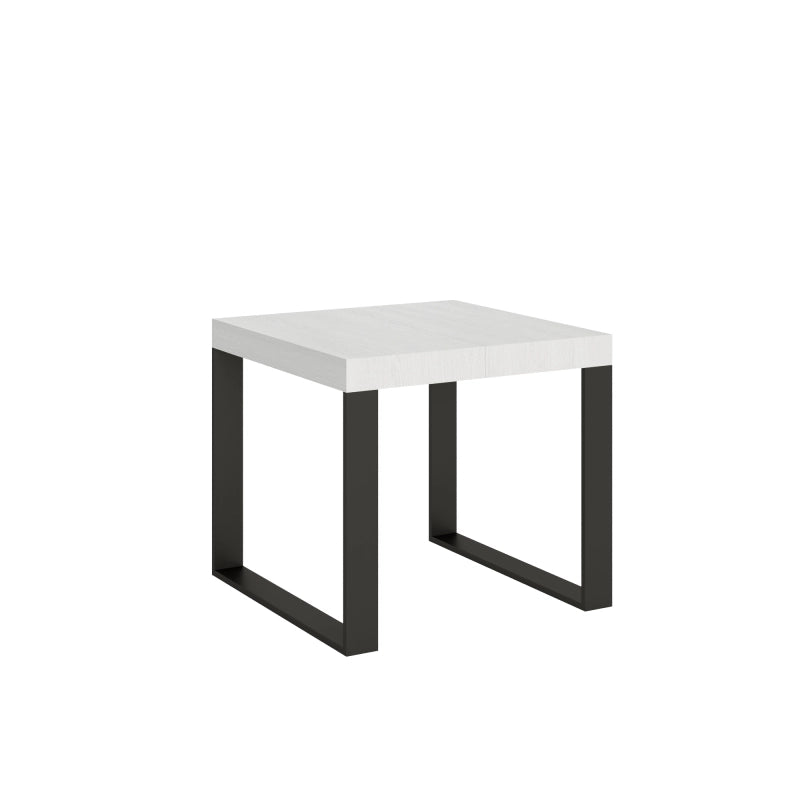 Tavolo allungabile 90x90/246 cm Tecno telaio Antracite - Bianco Frassino