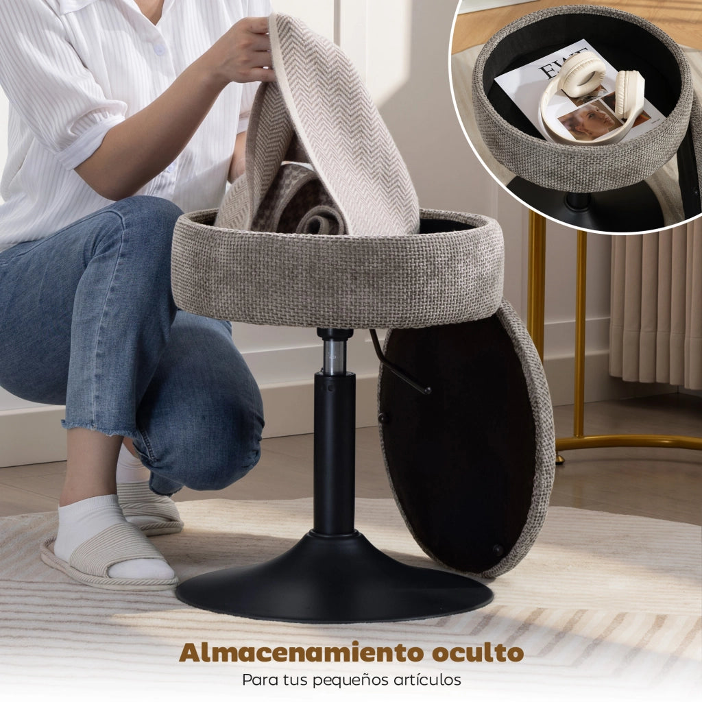 Sgabello da Bar Rotante con Altezza Regolabile e Rivestimento in Velluto Grigio ¨C zephmum ¨C Grigio