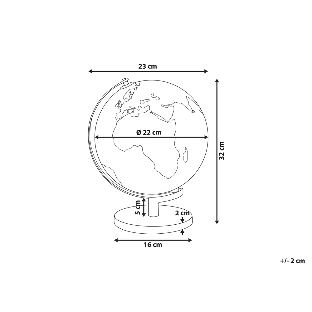 Globo Nero Sintetico con LED Decorativo 23 cm mappamondo Studio per Ufficio Arredamento Moderno