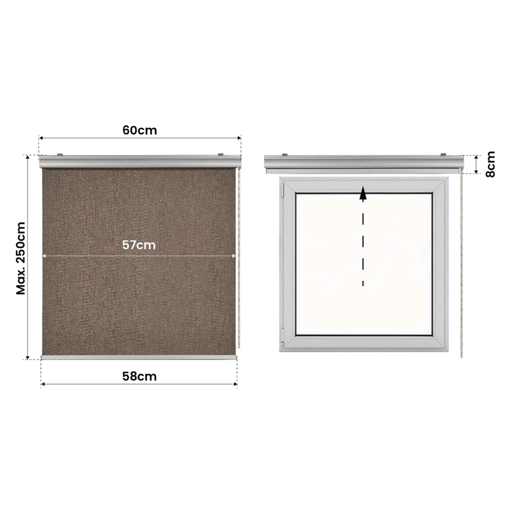 Tenda a rullo oscurante con Finiture Premium Marrone 100x250 cm