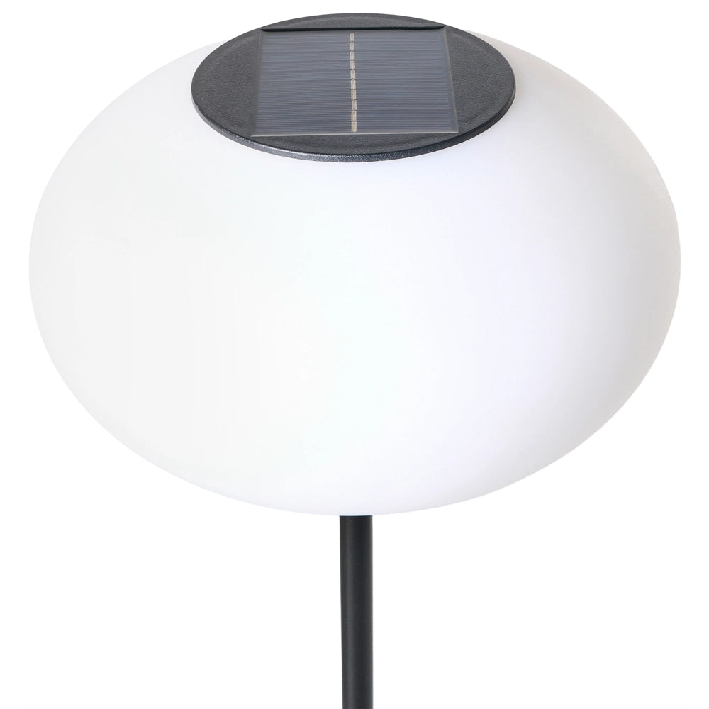 Lampada da terra solare per esterni nera e bianca in materiale sintetico con base in ferro, LED per giardino e patio a basso consumo energetico