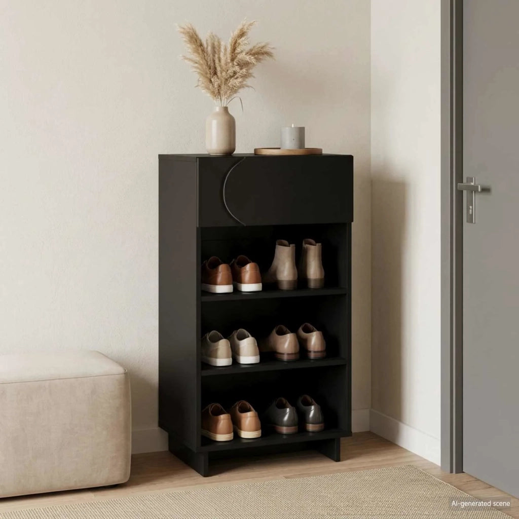 Mobile per scarpe 48 x 38 x 87,5 cm Legno ingegnerizzato Nero 8011676