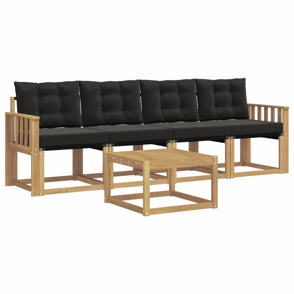 Set di divani da esterno 5 pz Bianco e Nero 3389186