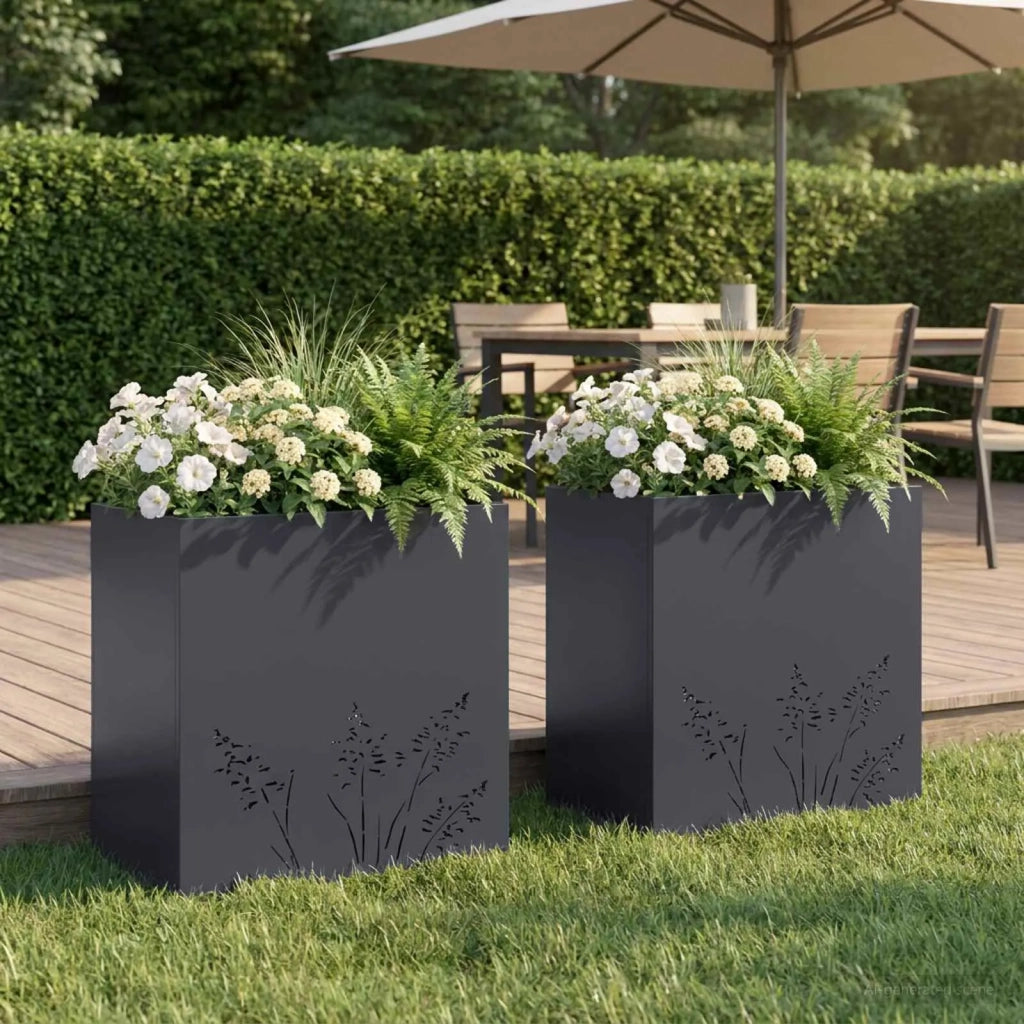 Vaso da giardino 2 pz Antracite 50 x 30 x 49 cm 8005811