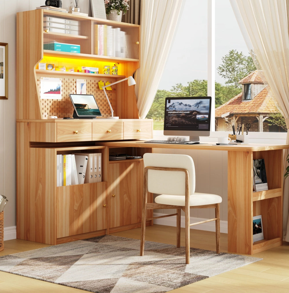 Mobile alto multifunzione con scrivania, LED e piano bar