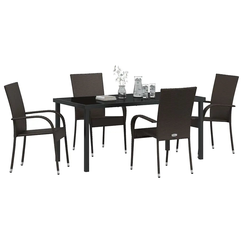 Set da Pranzo per Giardino 5 pcs Marrone