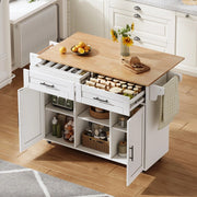 Isola Cucina Multifunzionale con Piano Pieghevole e Ruote ¨C Xylo ¨C 145x45x94,5 cm