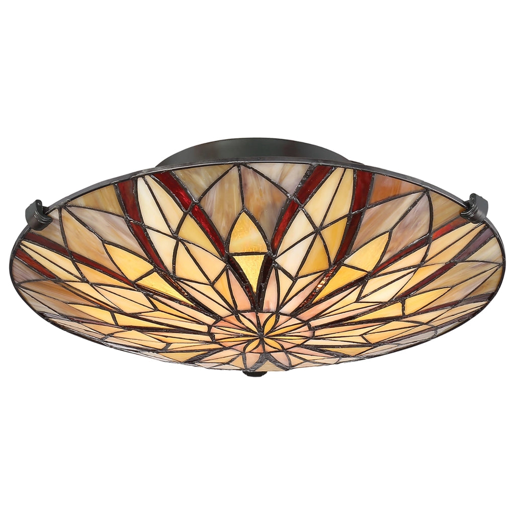 Lampada a Soffitto Tiffany Victory Vetro Bronzo Valiant 2 Luci E27
