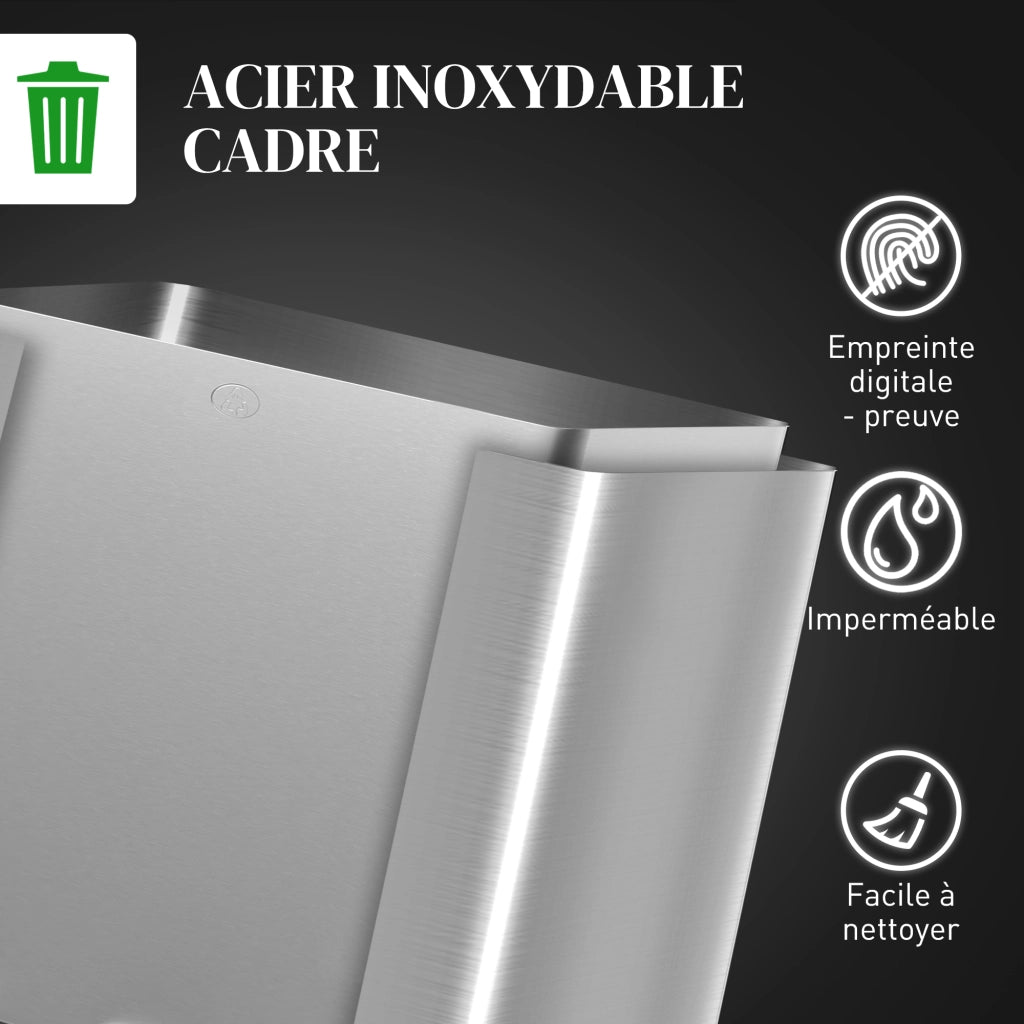 Cestino per la Raccolta Differenziata ¨C zephmum ¨C Argento 49.6x34.5x38.6cm