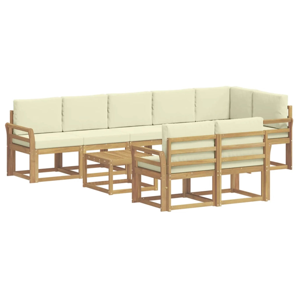 Set di divani da esterno 9 pcs Bianco e Crema Poliestere 3387839