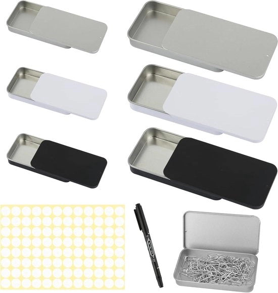 Set di conservazione metallico da 6 pezzi premium - per alimenti e medicinali - 2 misure - compreso pennelli e etichette adesive