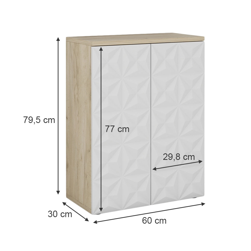 Vicco Mobiletto bagno Bianco 60 x 79.5 cm con 2 ante e 3 scomparti