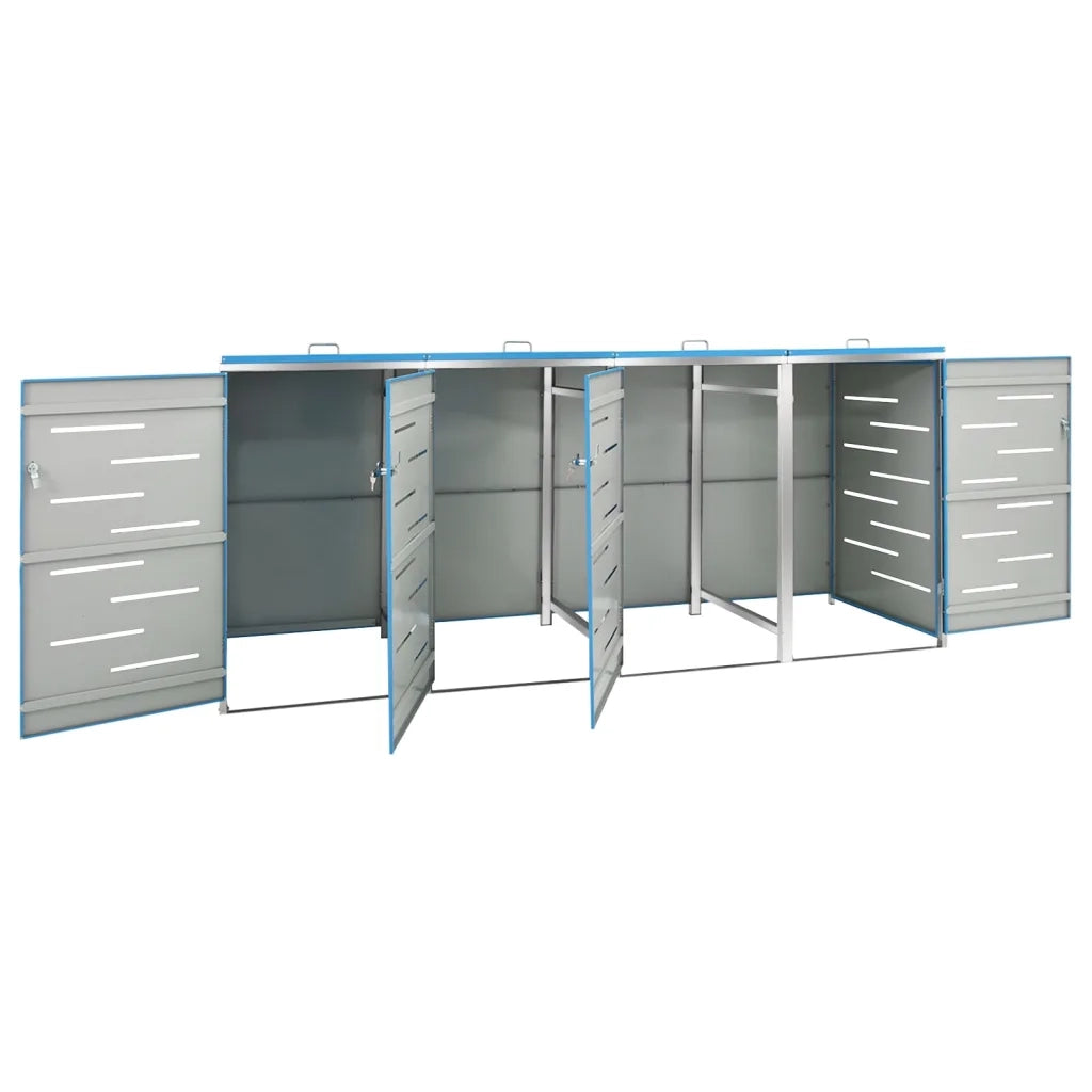 Copri Bidoni Pattume Quadruplo 276,5x77,5x115,5cm Acciaio Inox cod mxl 47548
