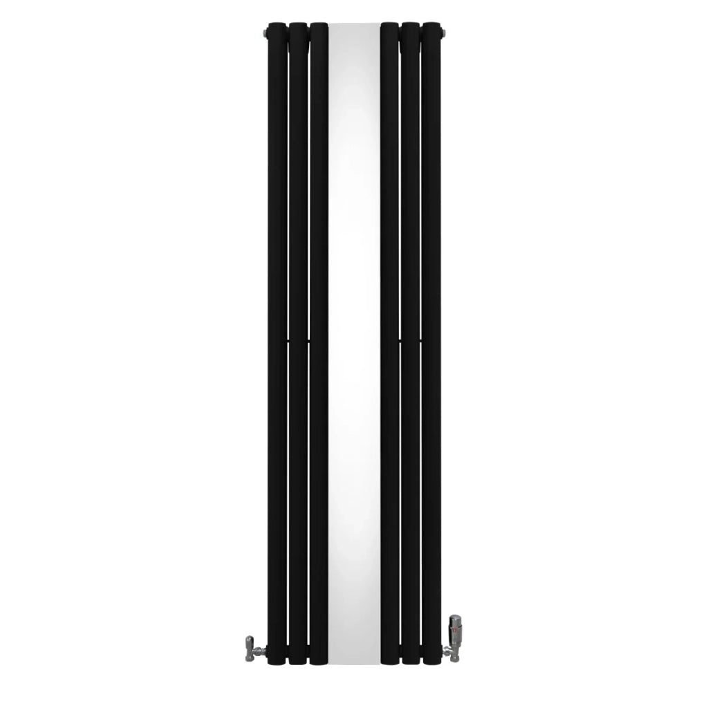 Radiatore e Valvole Cromate a Specchio Pannelli Ovali - 1800mm x 500mm - Nero