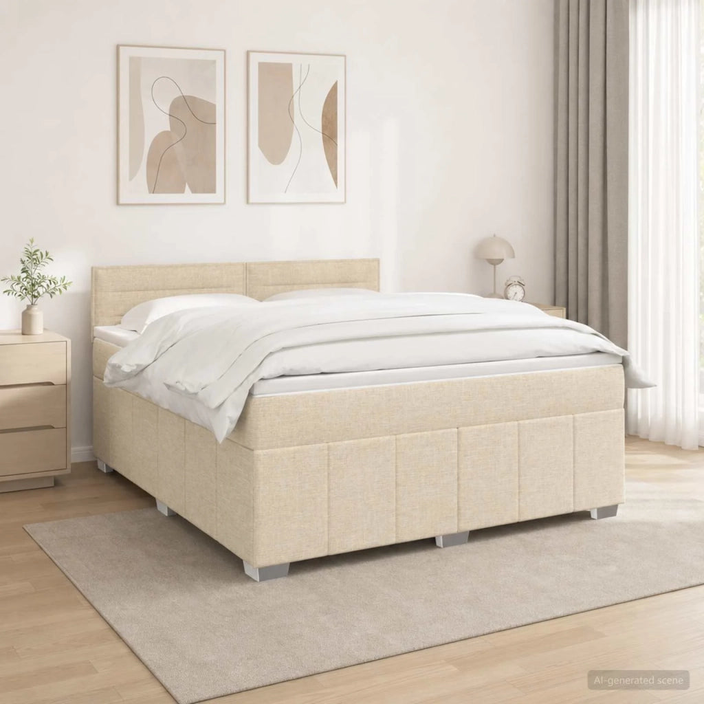 Letto box spring con materasso Crema 140 x 200 cm Tessuto 3452689